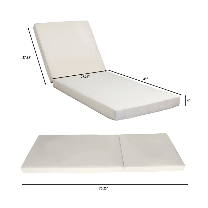 Premium Acacia Wood Lounge Chaise Set With Water Resistant Cushions, Adjustable Recline - Cream / Teak - R&R Furniture Gallery (Fountain Valley, CA)