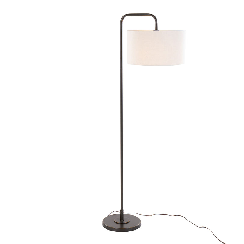 Lumi Source Puck contemporary floor lamp with a sleek round design and adjustable arm, modern lighting for living spaces.