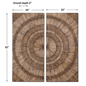 Light brown Lanciano wood wall art by Uttermost, showcasing textured, modern wall decor with organic wood design and natural finish.