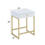 Coleen - Accent Table - White & Brass - R&R Furniture Gallery (Fountain Valley, CA)