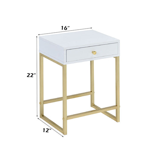 Coleen - Accent Table - White & Brass - R&R Furniture Gallery (Fountain Valley, CA)