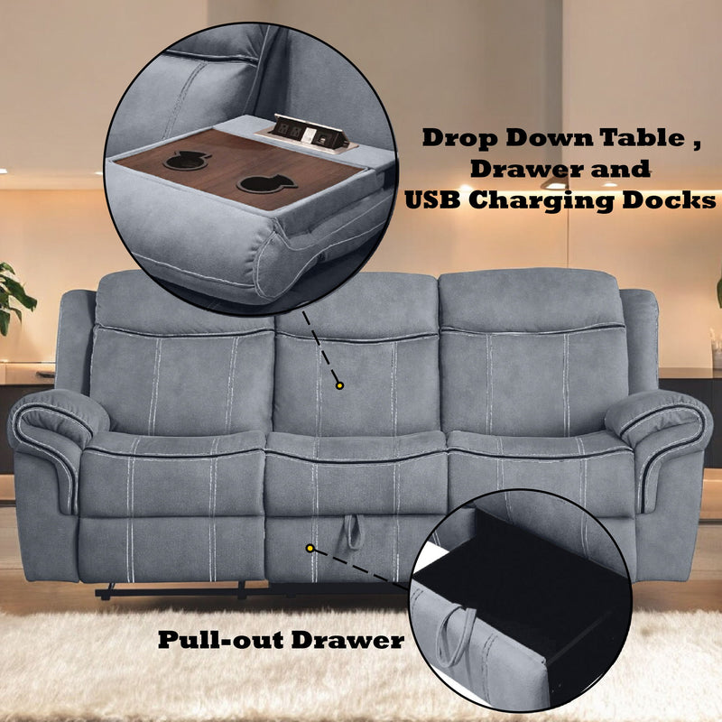 Zubaida - Sofa w/USB Dock & Console(Motion) - R&R Furniture Gallery (Fountain Valley, CA)