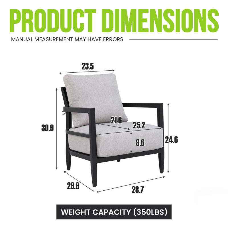 Outdoor lounge chair by Life Outside with black Ember frame and Sunbrella Cast cushion, weather-resistant and stylish for outdoor use.