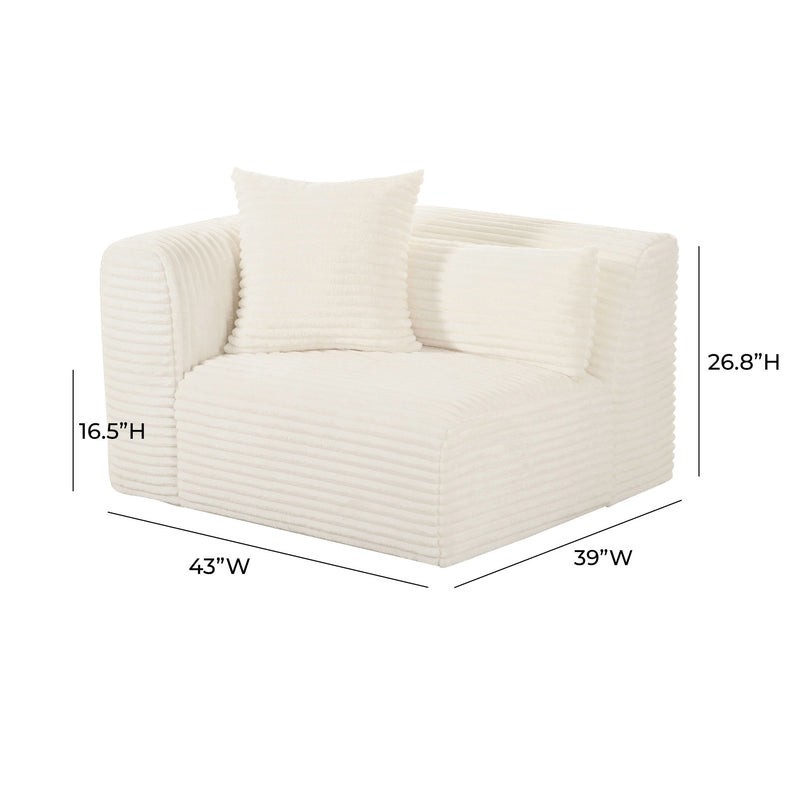 Tarra - Fluffy Oversized Corduroy Modular Corner Chair - R&R Furniture Gallery (Fountain Valley, CA)