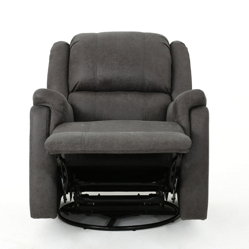 Noble House contemporary swivel glider chair with plush cushioning and modern design, perfect for living room relaxation.