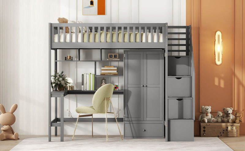 Loft Bed With Bookshelf, Drawers, Desk, And Wardrobe - R&R Furniture Gallery (Fountain Valley, CA)