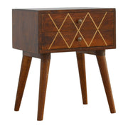 Inlay Geo Brass Bedside Table - Chestnut - R&R Furniture Gallery (Fountain Valley, CA)