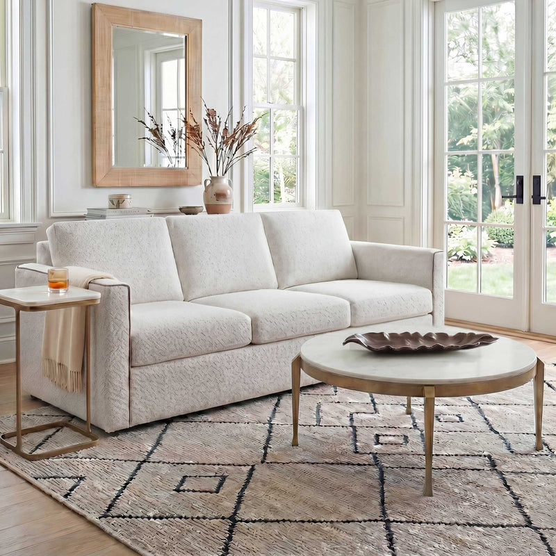Tylan - Round Marble Coffee Table - Brass / White