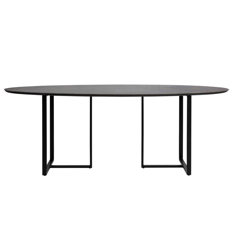Alejo - Dining Table - Smoked Gray Emperador Gloss With Black