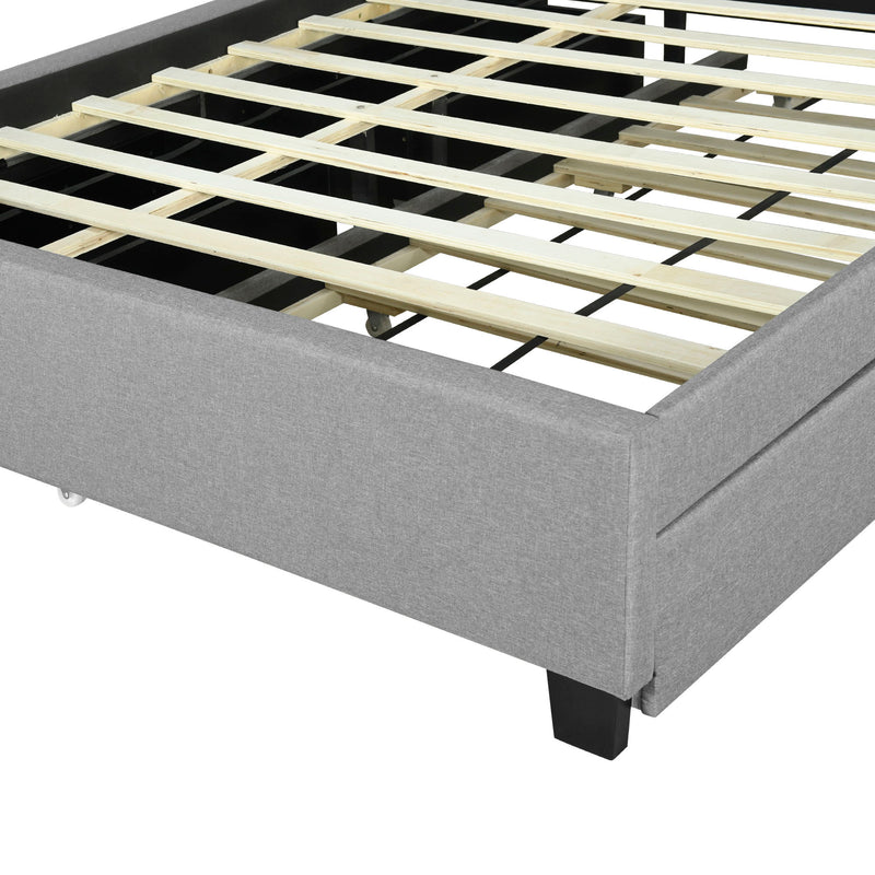 Upholstered Platform Bed With Storage Headboard, Trundle & 2 Drawers And A Set Of Sockets & USB Ports - R&R Furniture Gallery (Fountain Valley, CA)