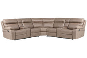 Parker Living Theon modular manual reclining sectional with integrated entertainment console showcasing plush cushions and modern design.
