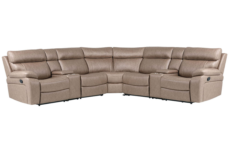 Parker Living Theon modular manual reclining sectional with integrated entertainment console showcasing plush cushions and modern design.