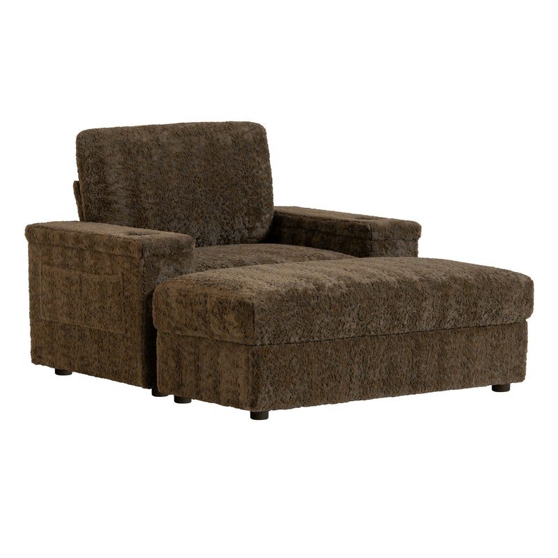 Oversized Chaise Lounge Indoor Rabbit Fur Sofa Bed With Storage Ottoman And Armrests Cup Holders With Deep Seat - R&R Furniture Gallery (Fountain Valley, CA)