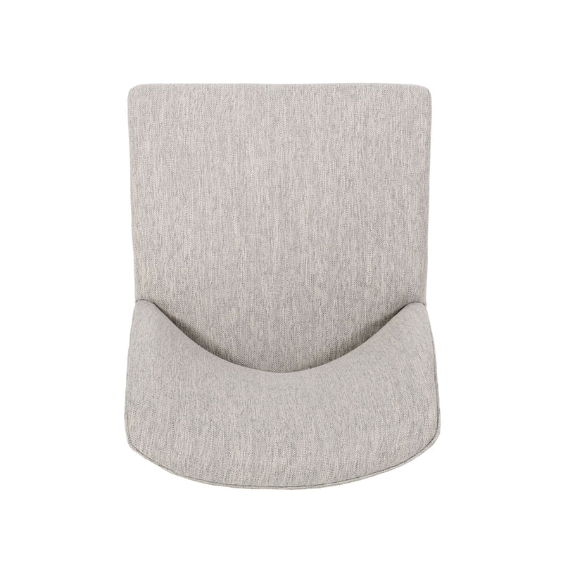 Pair of Noble House modern dining chairs with durable fabric upholstery and sturdy wooden frames, set of two.