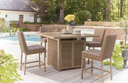 Walton Bridge - Square Bar Table W/Fire Pit - Driftwood - R&R Furniture Gallery (Fountain Valley, CA)