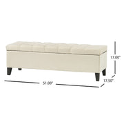 Button Tufted Diamond Stitch Storage Ottoman - Beige - R&R Furniture Gallery (Fountain Valley, CA)