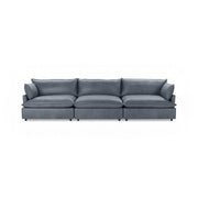 Classic Home Caplan modular sectional in a neutral fabric with plush cushions and a modern design, shown in a living room setting.
