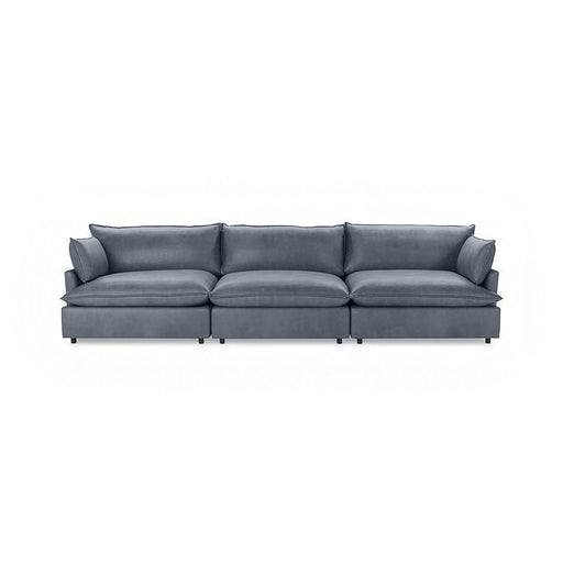 Classic Home Caplan modular sectional in a neutral fabric with plush cushions and a modern design, shown in a living room setting.