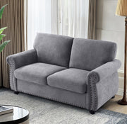 Soft Loveseat, Upholstered 2 Seater Couch, Loose Back Cushions And Turned Legs - R&R Furniture Gallery (Fountain Valley, CA)