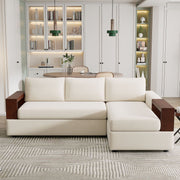 Noble House stationary sectional sofa with upholstered fabric and reversible armrests in a modern living room setting