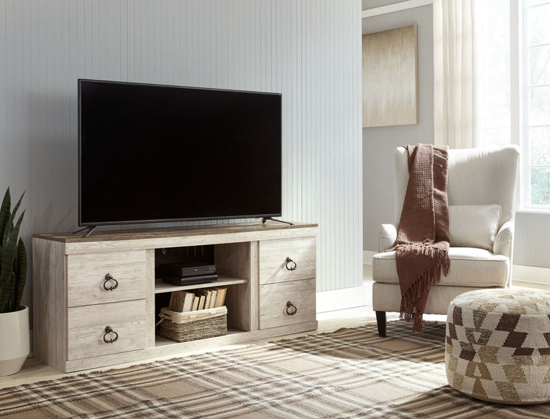 Willowton - TV Stand With Fireplace Option - R&R Furniture Gallery (Fountain Valley, CA)