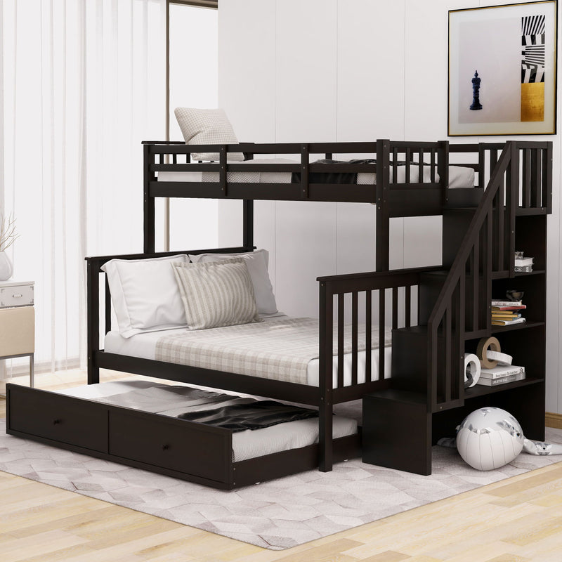 Bunk Bed With Twin Size Trundle, Storage And Guard Rail For Bedroom - R&R Furniture Gallery (Fountain Valley, CA)