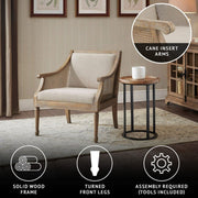 Transitional Cane Accent Armchair And Back Cushion - Natural - R&R Furniture Gallery (Fountain Valley, CA)