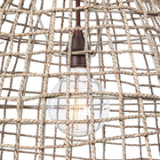 Beige Cross-Weave 1 Light Pendant by Uttermost, modern pendant lighting with woven design, hanging from a ceiling mount.