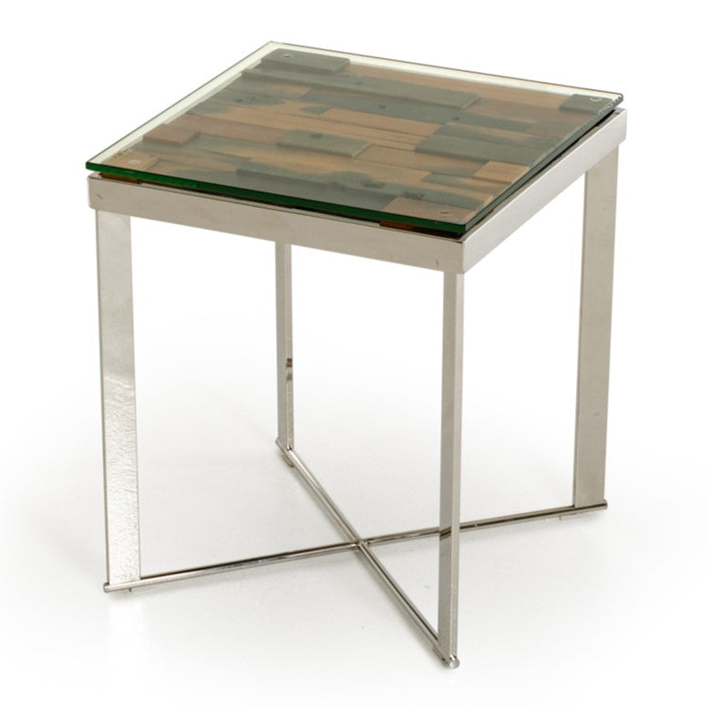 Santiago Modern Rectangular Wood Mosaic End Table — view 2