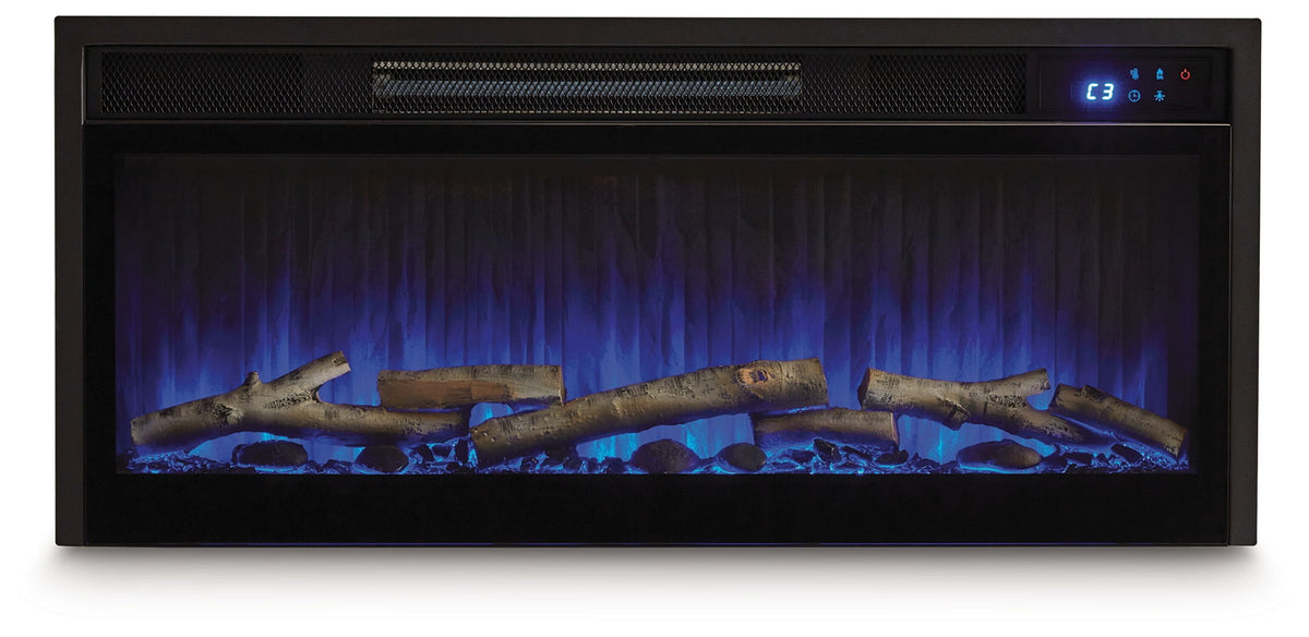 Entertainment Accessories - Fireplace Insert With Faux Birch Log Set - Black - R&R Furniture Gallery (Fountain Valley, CA)