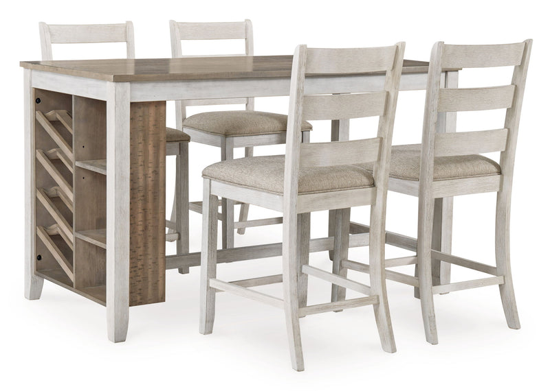 Skempton - Rectangular Counter Table With Storage - White - R&R Furniture Gallery (Fountain Valley, CA)