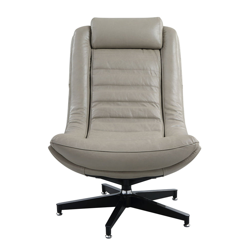 Piran - Top Grain Leather Accent Chair With Swivel - Gray