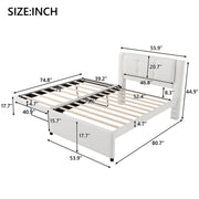 Upholstery Platform Bed With Trundle, Trundle Can Be Flat Or Erected - R&R Furniture Gallery (Fountain Valley, CA)