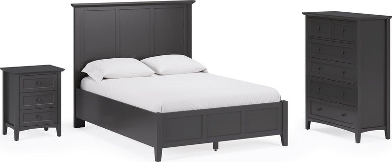 Grace Three Drawer Nightstand in Raven Black