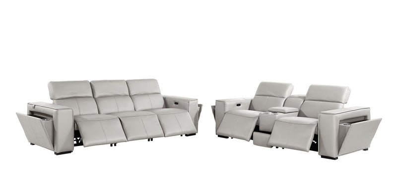 1224 - 6-Piece Modular Power Reclining Sofa And Console Loveseat Set In With 5 Power Recliners & Power Headrests