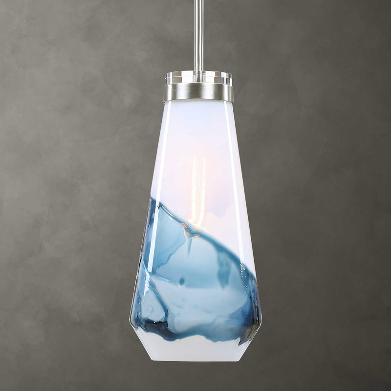 Uttermost Windswept 1 Light Mini Pendant in blue and white pendant lighting, featuring a modern, sculptural design.