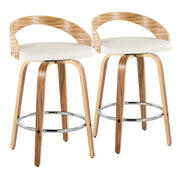 Grotto - Mid Century Modern Fixed Height Counter Stool With Swivel With Round Footrest (Set of 2) - R&R Furniture Gallery (Fountain Valley, CA)