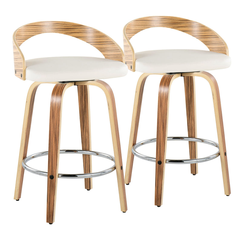 Grotto - Mid Century Modern Fixed Height Counter Stool With Swivel With Round Footrest (Set of 2) - R&R Furniture Gallery (Fountain Valley, CA)