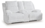 Rhines Falls - Double Reclining Power Loveseat With Console - Alloy - R&R Furniture Gallery (Fountain Valley, CA)