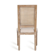 French Country Dining Chair With Rectangular Cane Backrest And Smooth Upholstered Seating - R&R Furniture Gallery (Fountain Valley, CA)