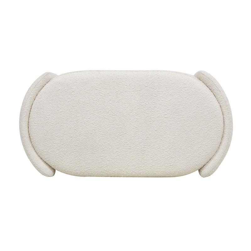 Fuji - Oval Storage Bench, Upholstered - Ivory White - R&R Furniture Gallery (Fountain Valley, CA)