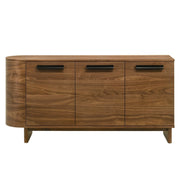 ACME Kyree server in walnut wood, showcasing a sleek modern design with clean lines and a smooth finish.