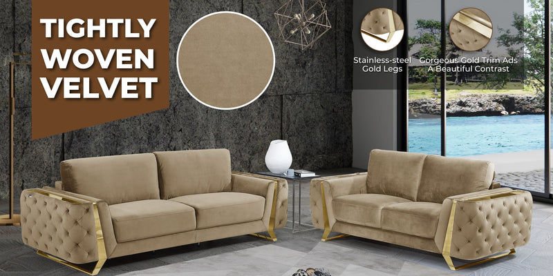 1051 - Contemporary Velvet Sofa - R&R Furniture Gallery (Fountain Valley, CA)