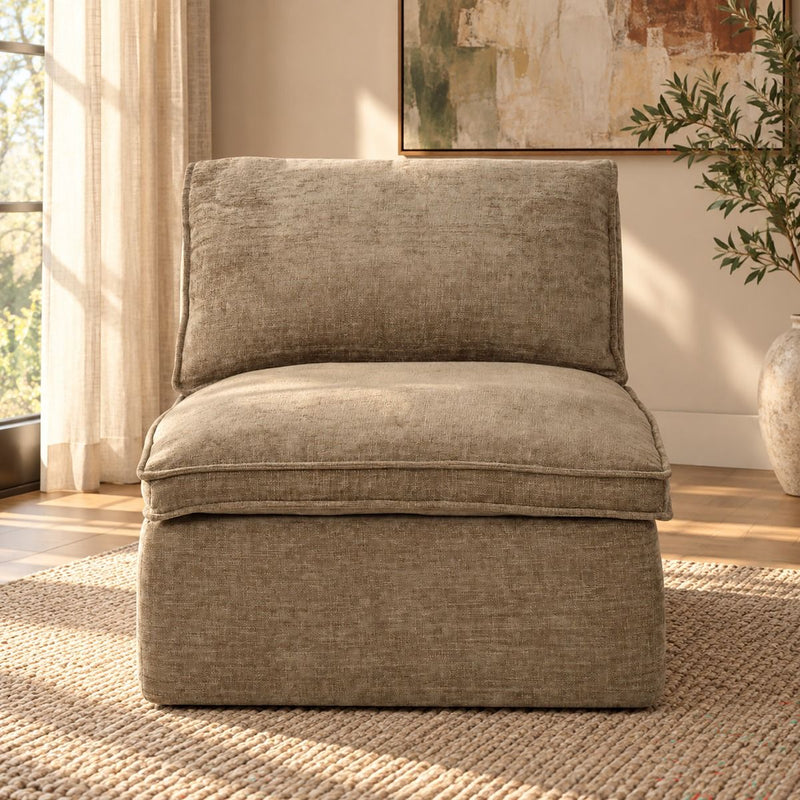 Almano - Modular Armless Chair - Light Brown Chenille
