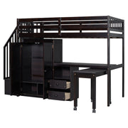 Loft Bed With Stairs, Bookshelf, Drawers, Desk & Wardrobe, Space Saving Multifunctional Furniture - R&R Furniture Gallery (Fountain Valley, CA)