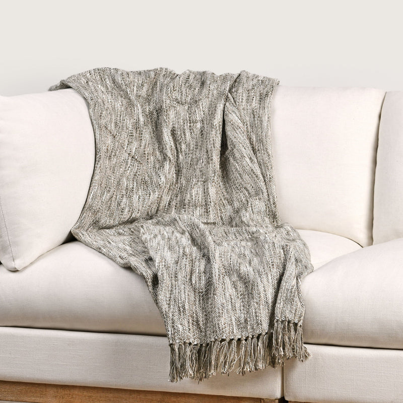 Classic Home Sharma natural throw blanket with soft, cozy fabric and neutral tones, perfect for adding warmth to any space.
