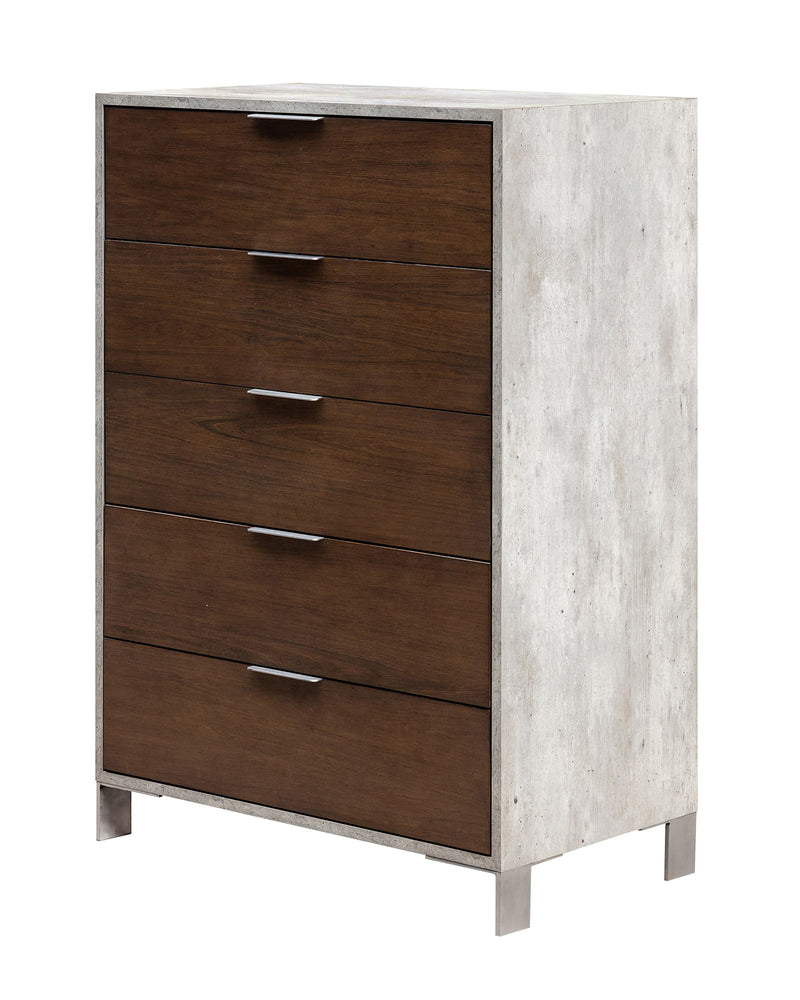 Conner Modern Dark Walnut & Faux Concrete Chest — view 2