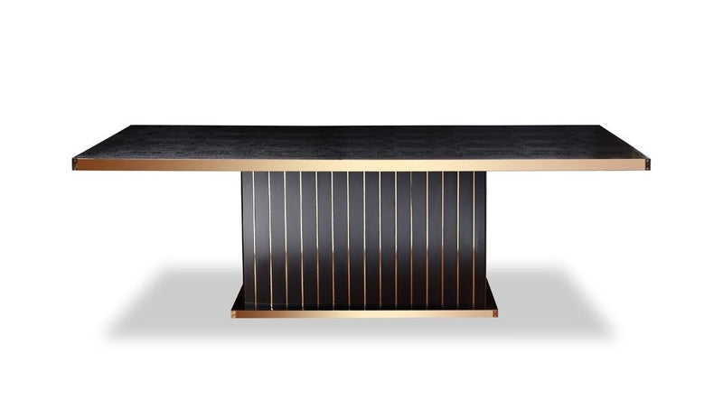 Talin Modern Black Crocodile & Rosegold Dining Table — view 3