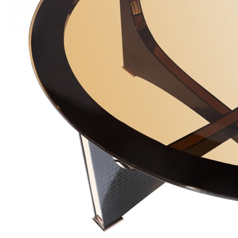 Talin Modern Black Crocodile & Rosegold Coffee Table — view 2