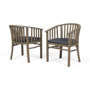 Outdoor Wooden Dining Chairs With Cushions (Set of 2) - R&R Furniture Gallery (Fountain Valley, CA)